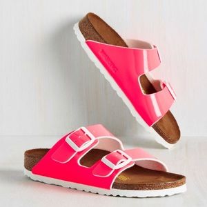 neon pink birkenstocks